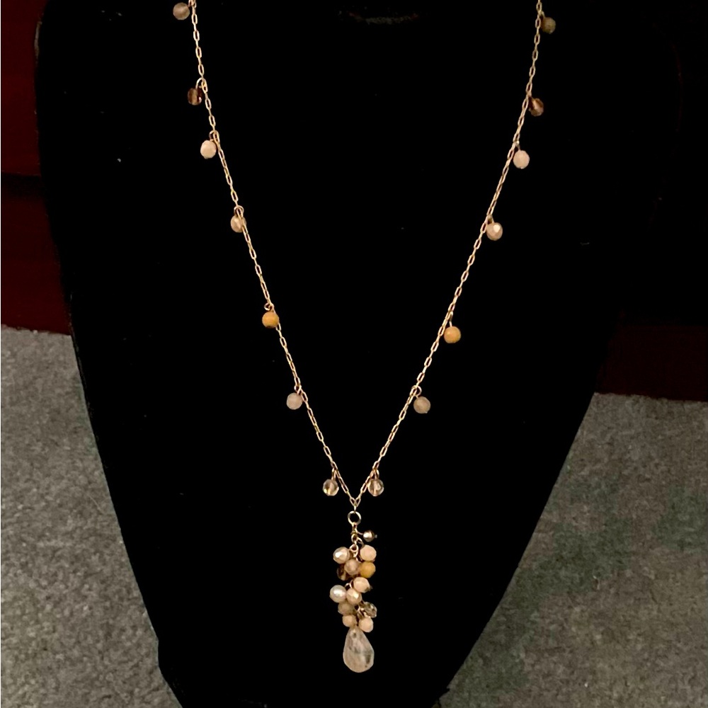 Pearl and Stone Cluster Necklace
